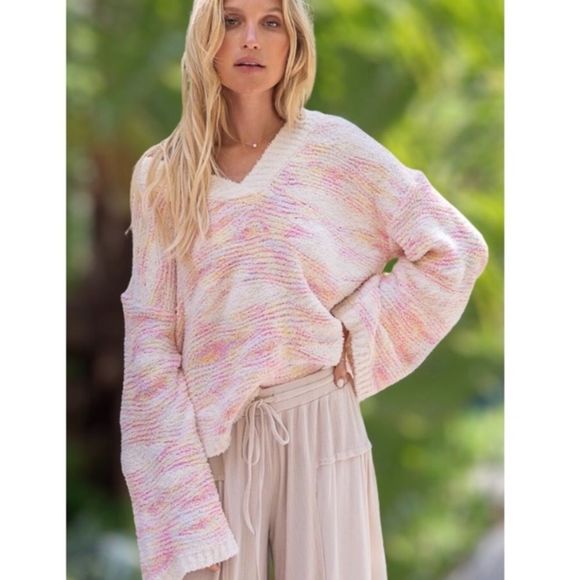 POL CREAM MARBLED V-NECK SWEATER - Picture 5 of 7